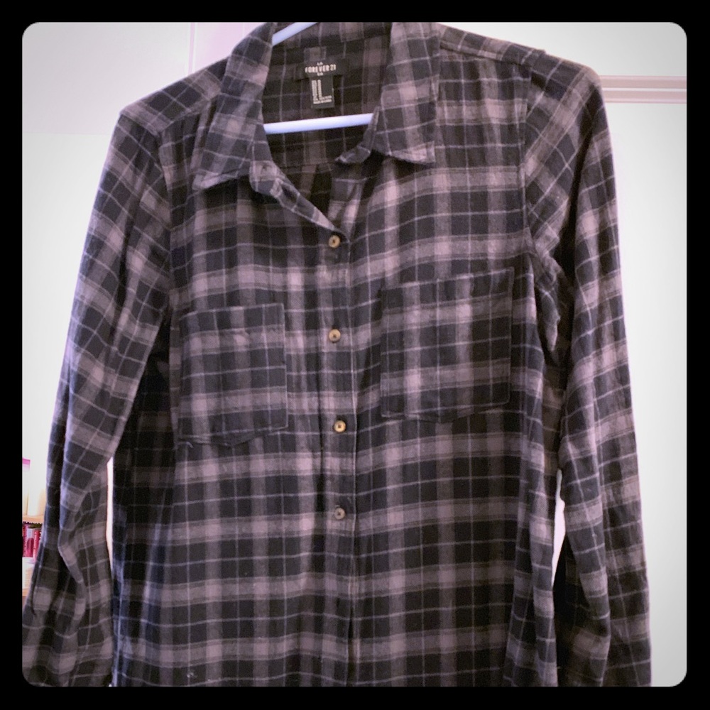 Forever 21 flannel long sleeve mid length dress